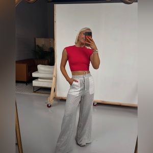 Bucketlist gray wide leg terry sweatpants